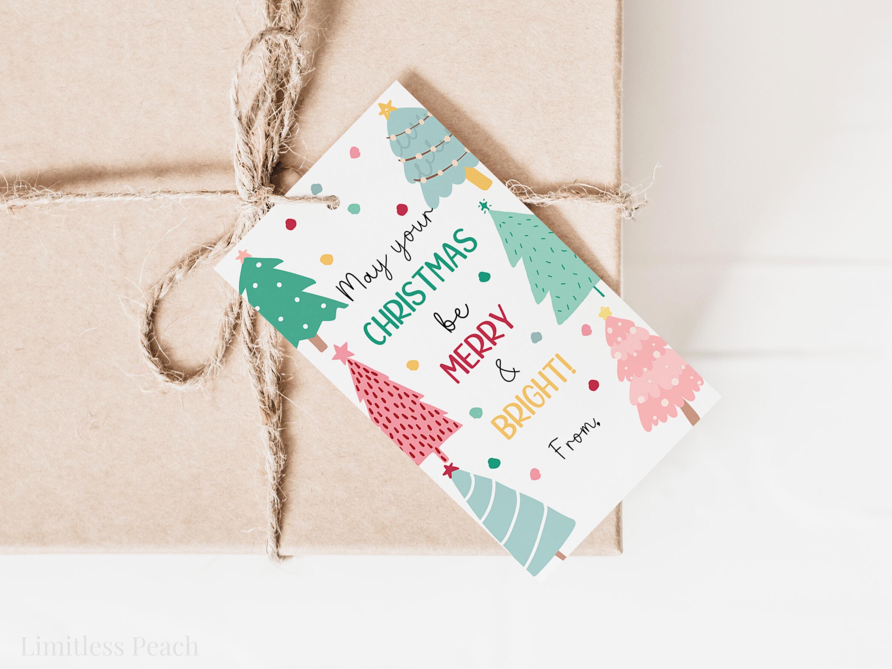 Merry and Bright Christmas Tag Printable Christmas Gift Tag for Friend ...
