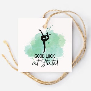 Viel Glück beim Zustand Gymnastics Team Snack Geschenkanhänger zum Ausdrucken, Zustand Cup Wettbewerb Geschenk für Mannschaftskameraden, Vom Trainer zu den Turnern