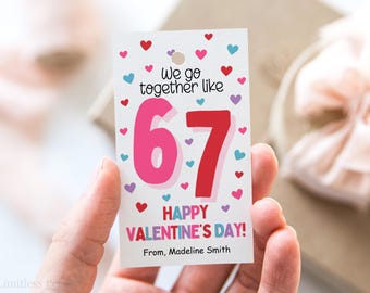 Printable 6 7 Valentines For Kid Classroom Valentine Card Exchange, Six Seven Valentine Tag