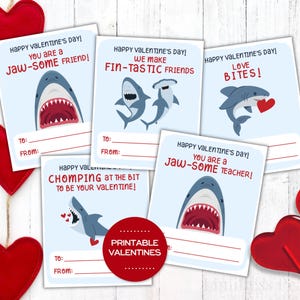 Cartes de Saint-Valentin à imprimer avec requin