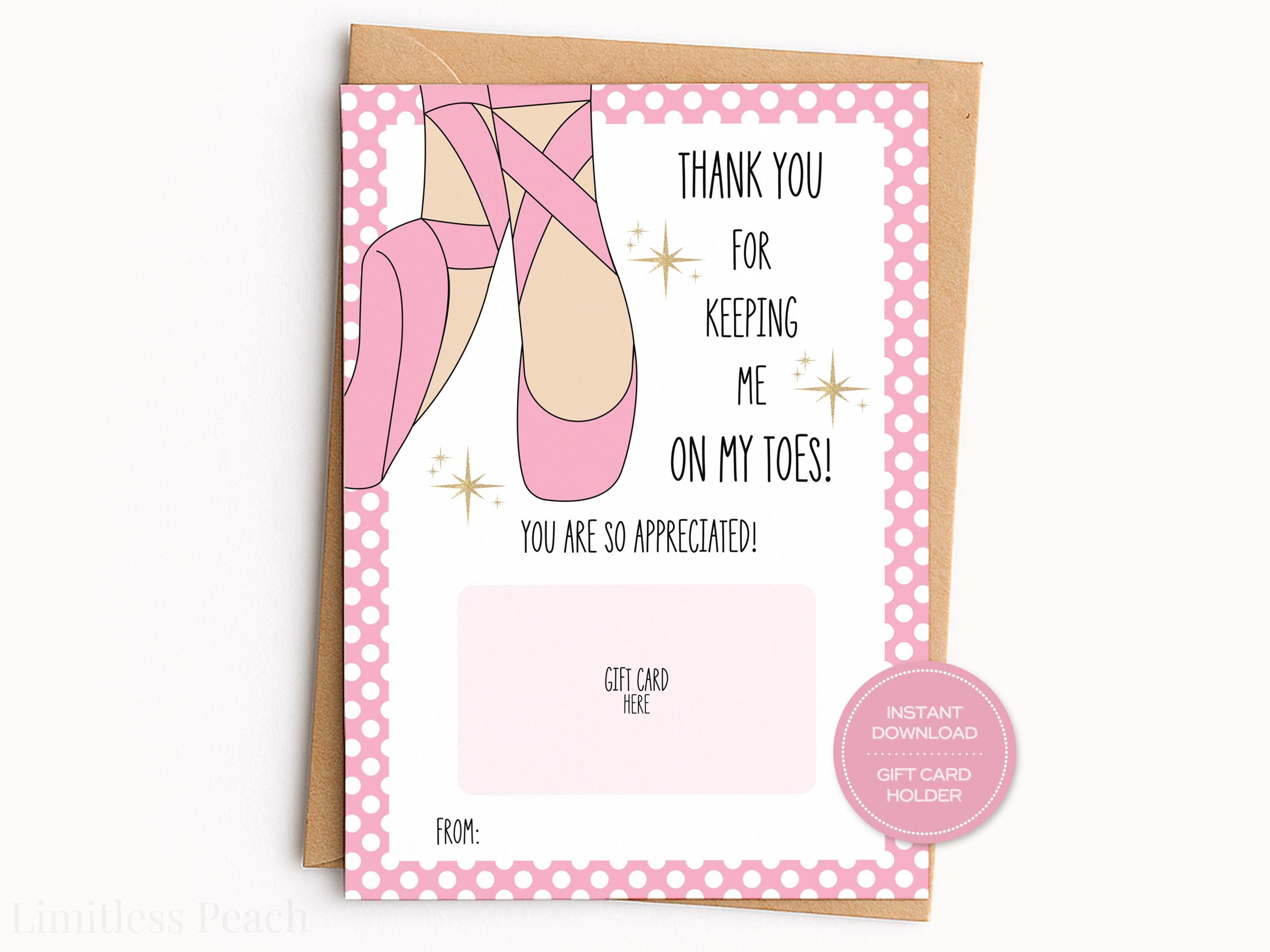 Dance Teacher Gift Card Holder, Printable Ballet Instructor Gift, End of the Year Dance Teacher Recital Gift, Dance Teacher appreciation