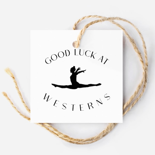 Good Luck at Westerns Gymnastics Tag, Printable Western Championship Team Treat Gift Tag, Competition Day gift for Teammates, from Coaches