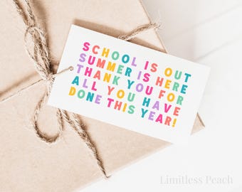 Last day of School Tag Printable Teacher Tag for End of the Year Gift Tag for School Staff Thank you Tag for School Volunteer Appreciation
