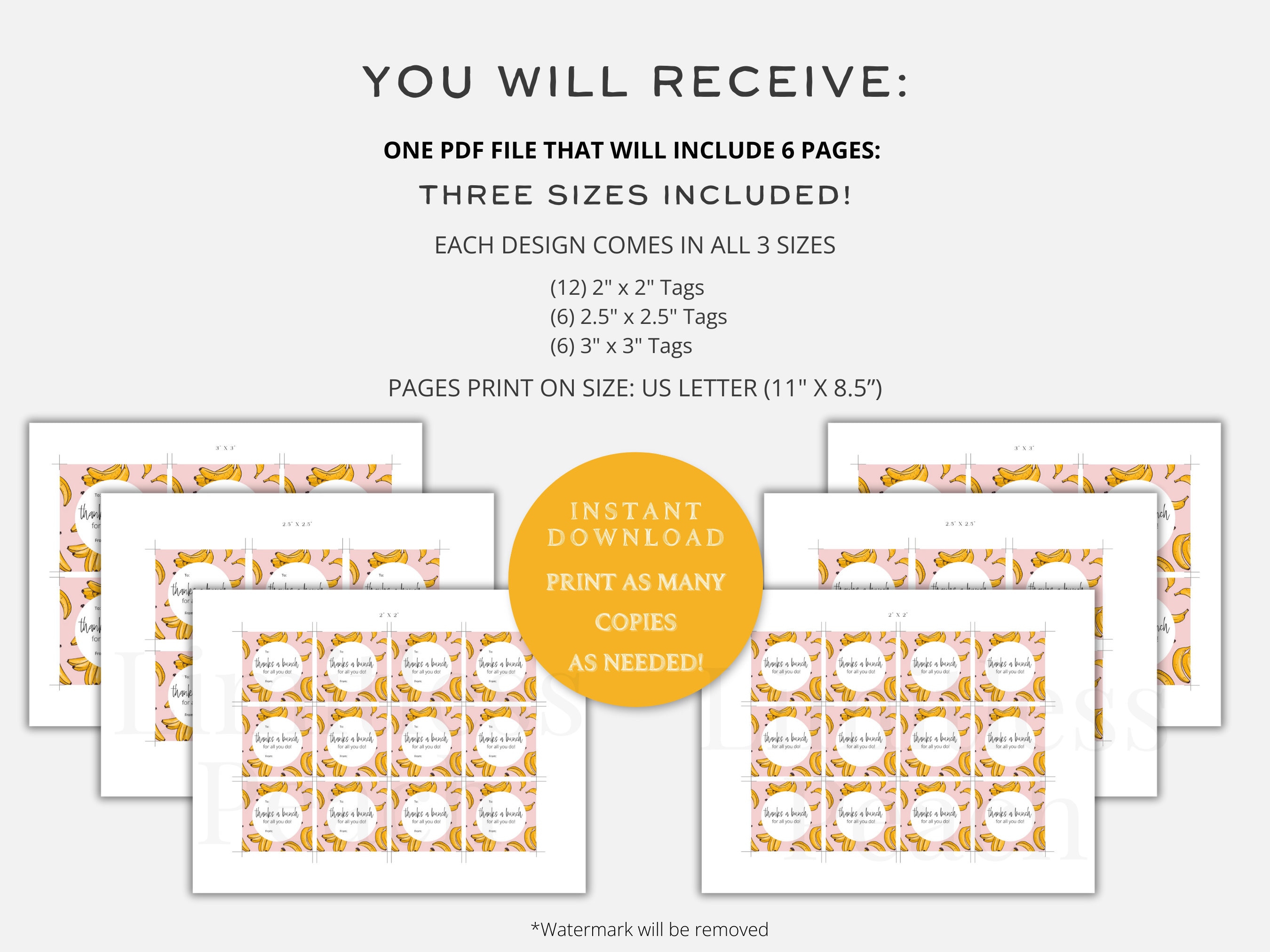 Printable Banana Gift Appreciation Tag, Banana Bread Favor Tag, Thanks ...