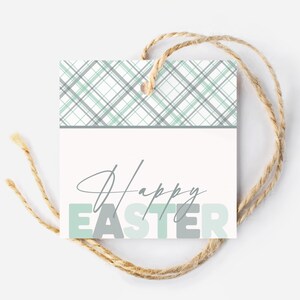 Druckbare Fröhliche Ostern Geschenkanhänger, Osterkorb Anhänger für Jungen, Ostern Leckerei Anhänger für Nachbarn, Vater und Sohn Ostergeschenkanhänger, Mintgrün Ostern