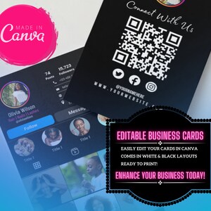 Hair Stylist & Lash Tech Instagram Business Card Template | Easy Editable Canva Design | IG Influencer Card | QR Code Card | PDF Guide