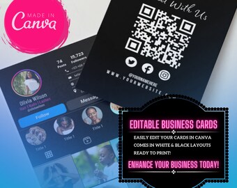 Cabeleireiro & tecnologia Instagram do chicote de <br> Crie Seu Próprio Produto! Design fácil e editável do Canva | Cartão do influenciador do IG | Cartão de código QR | Guia PDF