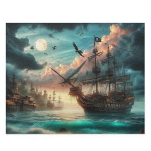 Pirate Ship Puzzle, 500-Piece, Nautical Decor, Gift for Puzzle Lovers, Family Fun Activity, Unique Home Decor