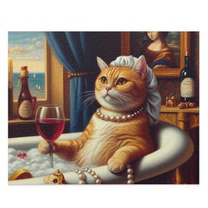 Whimsical Cat Bath Time Puzzle 500-Piece | Fun Gift for Cat Lovers, Family Game Night, Home Decor, Unique Collectible