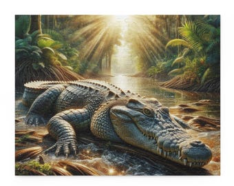 Alligator in Sunlit Jungle 252 Piece Puzzle
