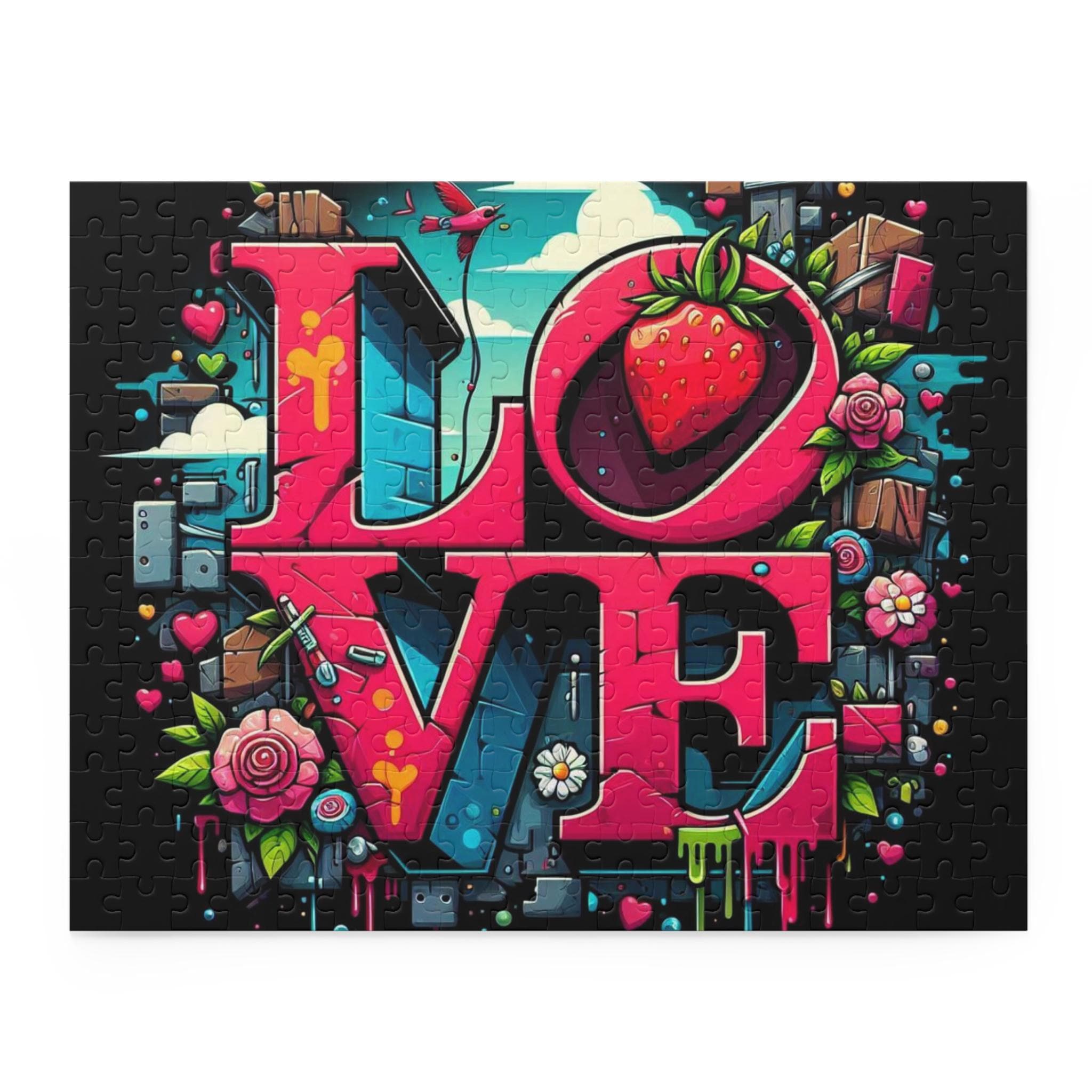 252 Piece Valentine LOVE Strawberry Puzzle | Vibrant Street Art