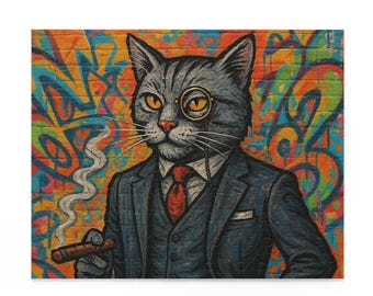 Stylish Cat Puzzle - 120-Piece, Fun Home Decor, Unique Gift for Cat Lovers, Family Game Night, Vibrant Wall Art