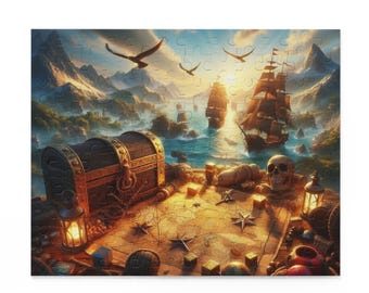 Adventure Treasure Map Puzzle - 120-Piece, Family Activity, Gift for Kids, Puzzle Lover, Collectible Decoration