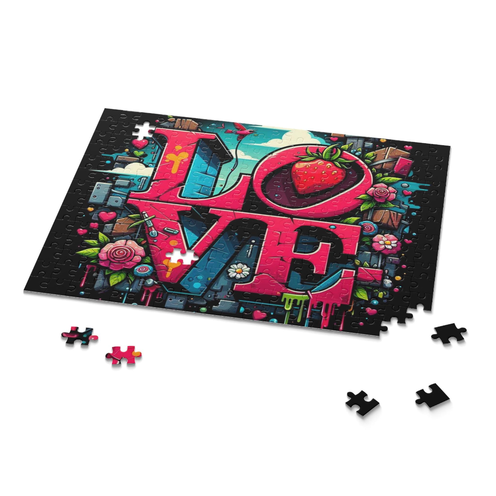252 Piece Valentine LOVE Strawberry Puzzle | Vibrant Street Art
