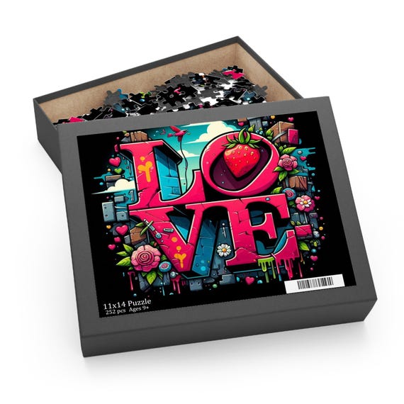 252 Piece Valentine LOVE Strawberry Puzzle | Vibrant Street Art