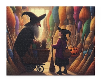 Puzzle da 252 pezzi della strega di Halloween, decorazioni autunnali, regalo a tema stregoneria, attività divertente per tutta la famiglia