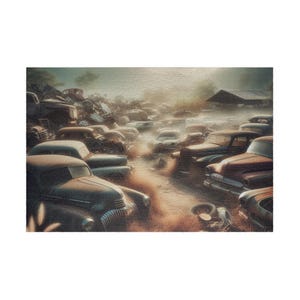 Vintage Car Scene Puzzle - Relaxing Family Game, Unique Gift for Car Lovers, Fun Indoor Activity, 110-1014 Pieces