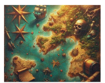 Pirate Treasure Map Puzzle (500-Piece) | Adventure Gift for Adults, Family Game Night, Nautical Decor, Unique Present, Kids [...]