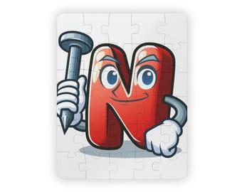 Red Cartoon Letter N Character Kids 30 Piece Puzzle