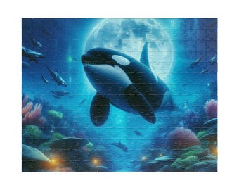 クジラのジャンプジグソーパズル：家族で楽しめる、海をイメージした