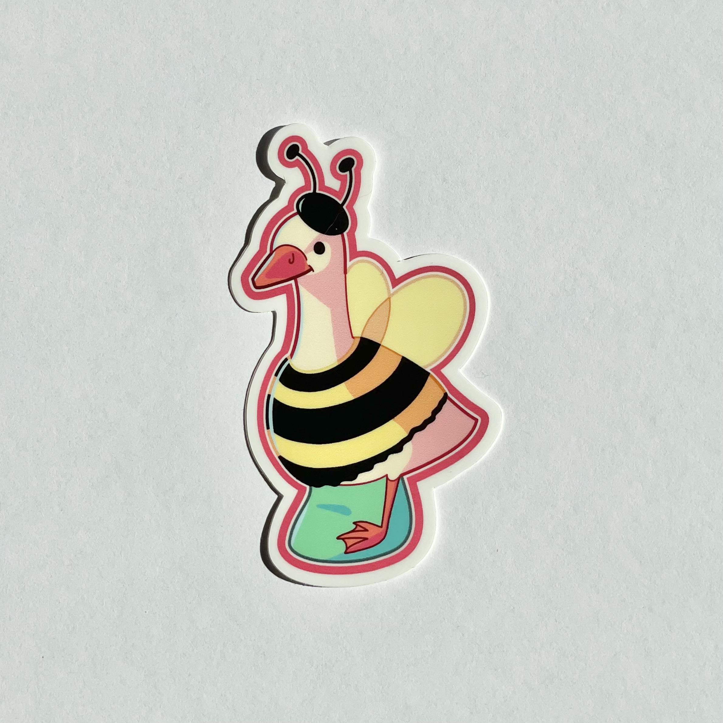 Bee Porch Goose Sticker Cute Laminated Vinyl Sticker 