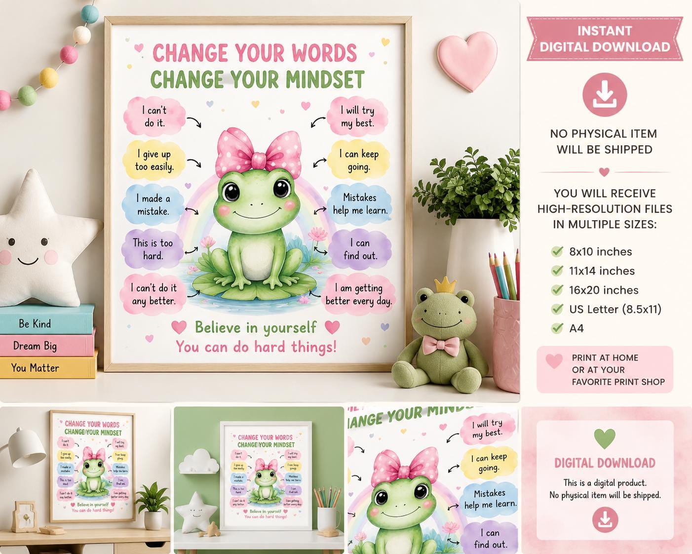 Frog Coloring Pages for Kids Growth Mindset Printable SEL Classroom…