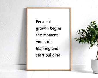 Impresión con frase de crecimiento personal: Arte mural de amor propio y crecimiento, póster de mentalidad (descarga digital)