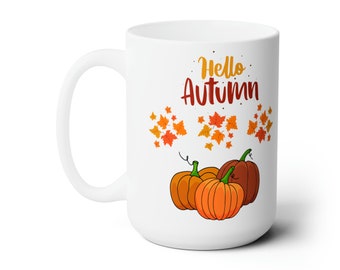 Hello Autumn Ceramic Mug: Pumpkin Spice Season, 15oz