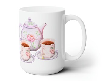 Tea Set Ceramic Mug 15oz - Tea for Two