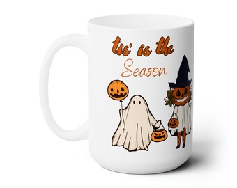 Retro Halloween Ghost Ceramic Mug - 'Tis the Season 15oz