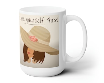 Caneca de cerâmica "Ame-se Primeiro" - Presente de Autocuidado - 15oz