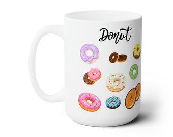 Donut Mug: 15oz Ceramic Coffee Cup