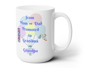 Grandparents Baby Shower Mug: Grandma & Grandpa Gift, 15oz Ceramic
