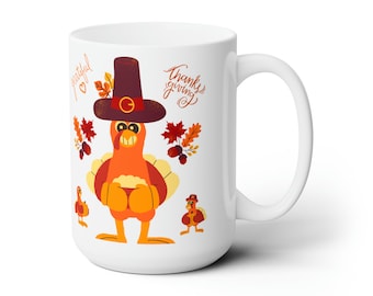Grateful vs Thankful Coffee Mug Ceramic Mug 15oz - Giving Thanks - I Am Grateful - Tis the Season Mug - Thanksgiving Day Mugs - Coffee Cup