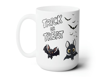 Retro Halloween Bats Ceramic Mug - Spooky Season 15oz