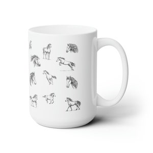 Horses Ceramic Mug 15oz - Animal Lovers - Gifts with Horses - Teachers - Friends - Mom - Dad - Grandparents - Farm Animals - Coffee