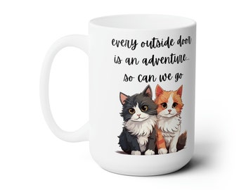 Taza de cerámica con diseño de gatos (15 oz) - Regalo para amantes de los gatos