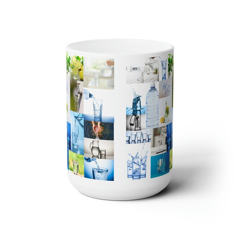 H2O Water Ceramic Mug - Water Bottle Faucet Design - 15oz image 2