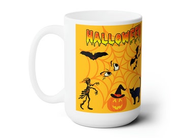 Halloween Coffee Mug: Spooky Ceramic Mug, 15oz