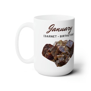 Januari Birthstone Granaat Keramische Mok 15oz - Zodiac Signs Gift - Birthstone voor januari - Garnet Birthstone - Zodiac Birthstone Data - Mokken