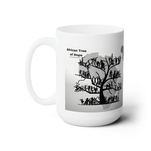 Tasse en céramique Arbre d'espoir d'art africain 15 oz