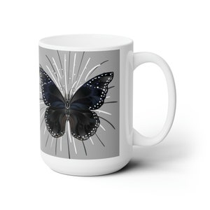 Black Butterfly Mug Ceramic Mug 15oz