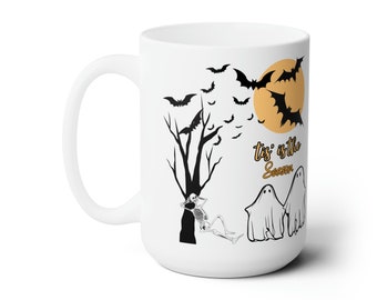 Spooky Ghost Ceramic Mug 15oz - Retro Halloween Coffee Cup