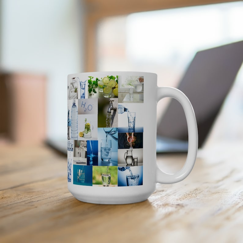 H2O Water Ceramic Mug - Water Bottle Faucet Design - 15oz image 3