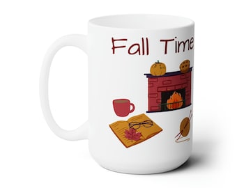 Fall Time Coffee Mug Ceramic Mug 15oz - Autumn Coffee Cup - Fall Campfire Mug - Latte Mug - Halloween Mug - October Coffee Cup - Mugs - Mom