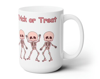 Halloween Skeleton Ceramic Mug 15oz – Spooky Retro Design