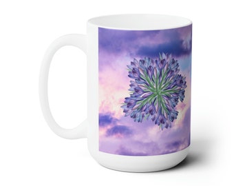 Tazza in ceramica con fiori di croco viola - Tazza da caffè floreale (15 oz)
