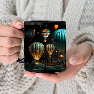 Hot Air Balloons, Hot Air Balloon Mug, Full Wrap Mug Coffee Mug, Coffee Cup Tea Mug, Mug Gift, Hot Air Balloon Enthusiast Gift Cute Mug Gift