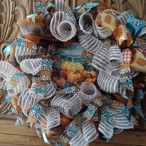 pumpkin wreath, fall wreath, front door wreath, holiday decor, Thanksgiving, Halloween
