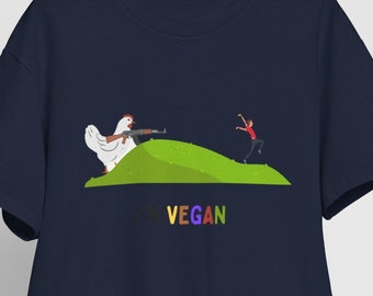 Koszulka z zabawnym kurczakiem I'm Vegan | Zabawna koszulka z humorem zwierzęcym | Oryginalna koszulka wegańska | Niepowtarzalny prezent dla wegan